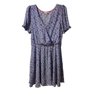 Gianni Bini Floral Dress Faux Wrap Light Blue Dress SzXL